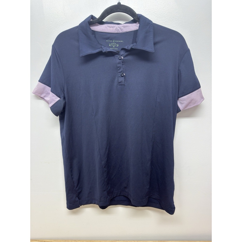 Allyson Whitmore Women's Golf Polo Shirt Short Sleeve Navy Lavender Medium‎ #51